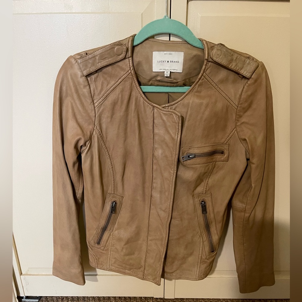 Lucky brand camel leather jacket!